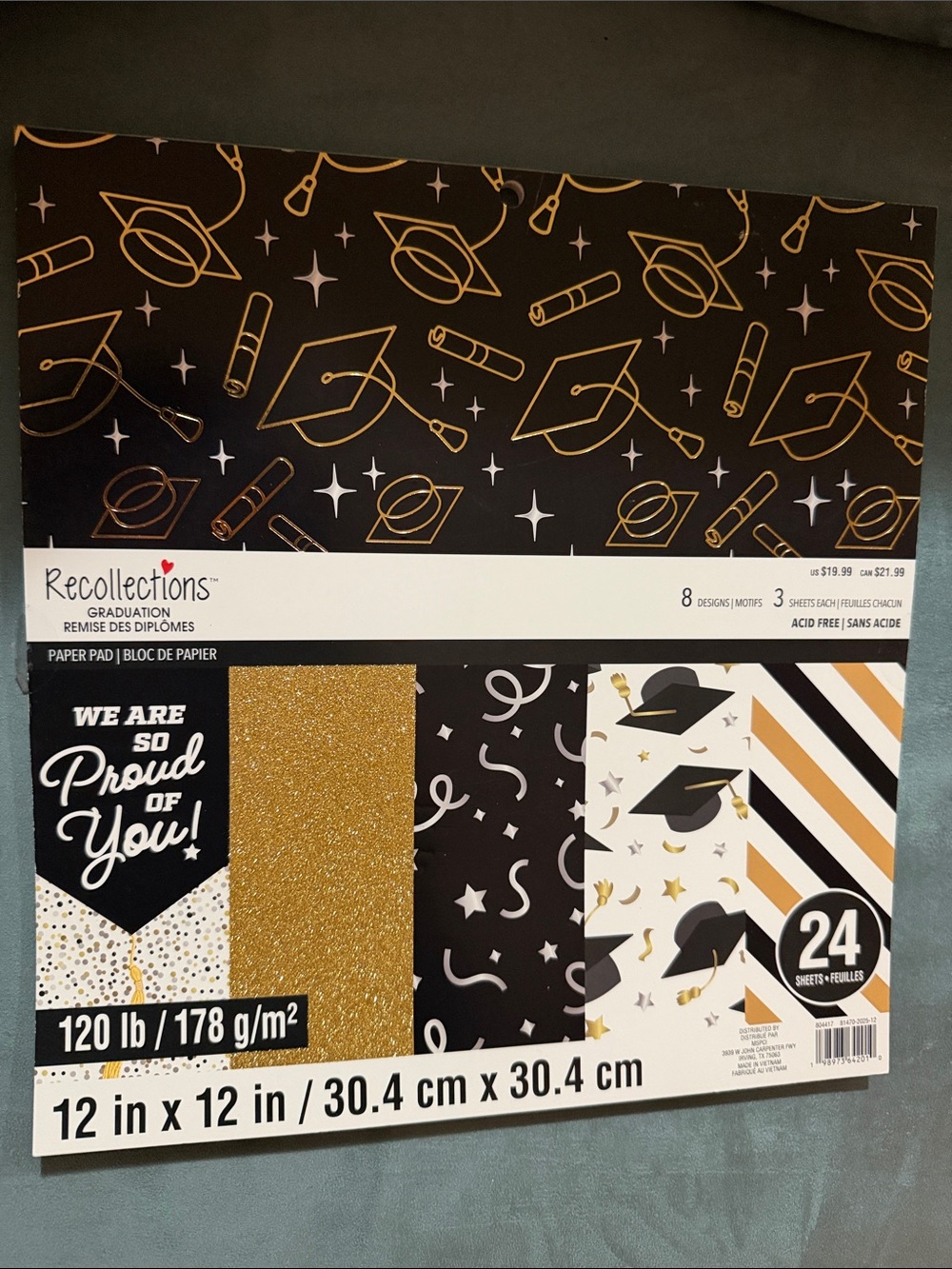 Recollections 2026 Graduation Paper Pad 12" x 12" Paper Pad 24 Sheets 8 Designs